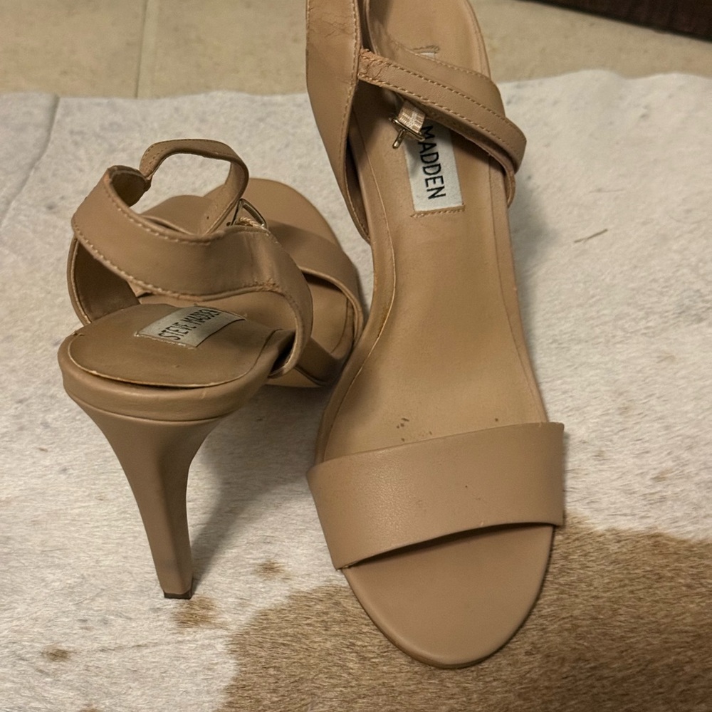 Steve Madden Nude Tan Strappy High Heel Sandals